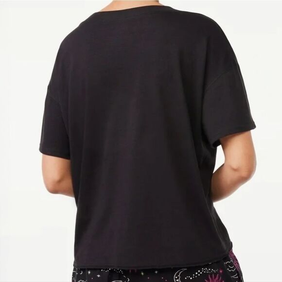 Joyspun Women's Black Crewneck Graphic Short Sleeve Tee - Picture 4 of 13